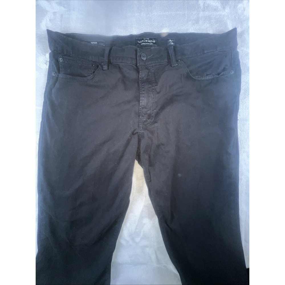 Lucky Brand 121 Slim‎ Straight Mens Size 38x32 Black Stretch Denim Pants Casual